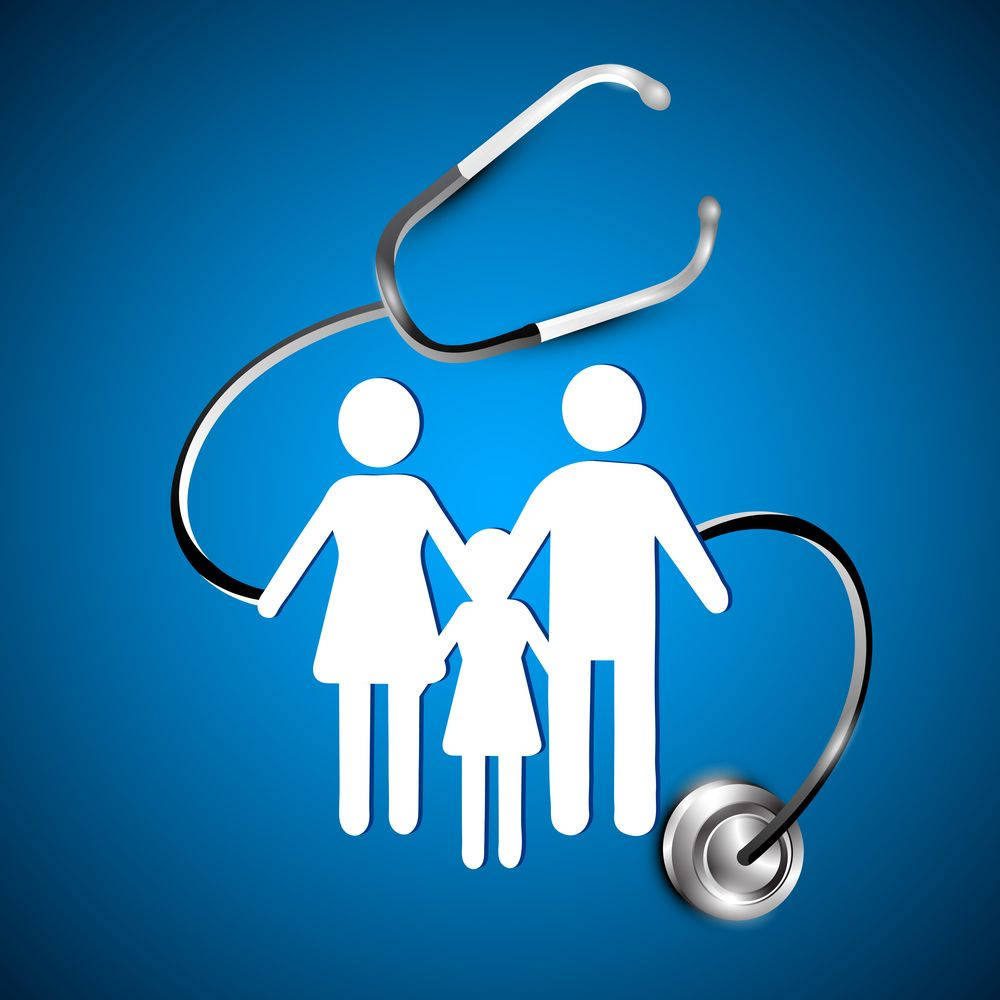 Caption: Family healthcare checkup with stethoscope Wallpaper