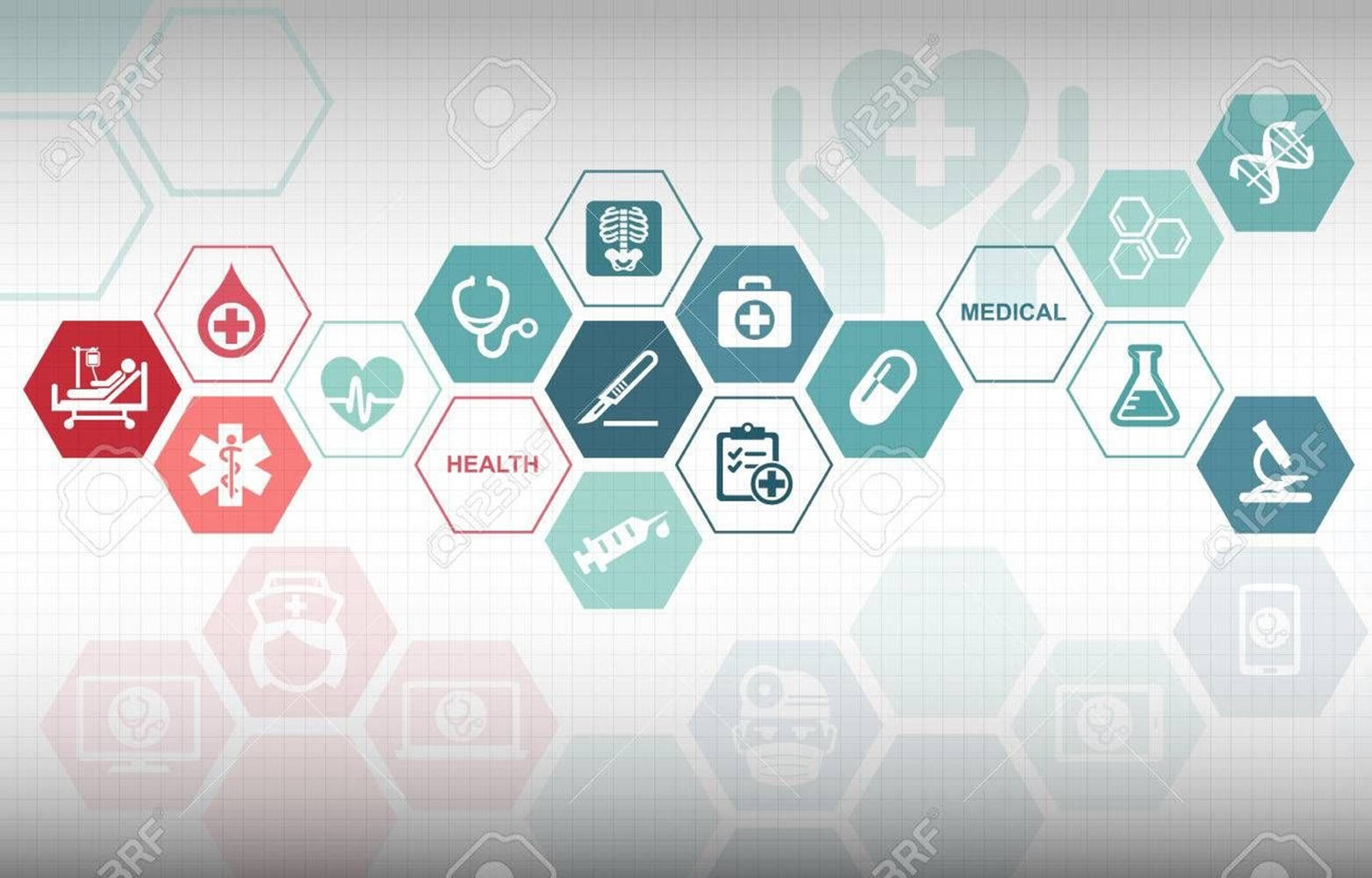 Modern Healthcare Logo and Icons Design Wallpaper