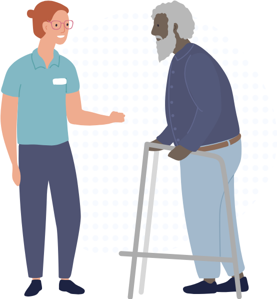 Healthcare Professional Assisting Elderly Man With Walker PNG