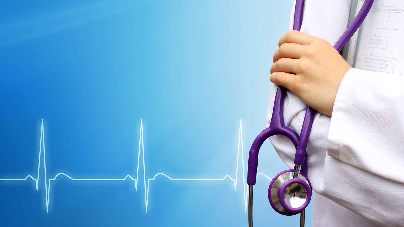 Focused Healthcare Professional with a Stethoscope Wallpaper