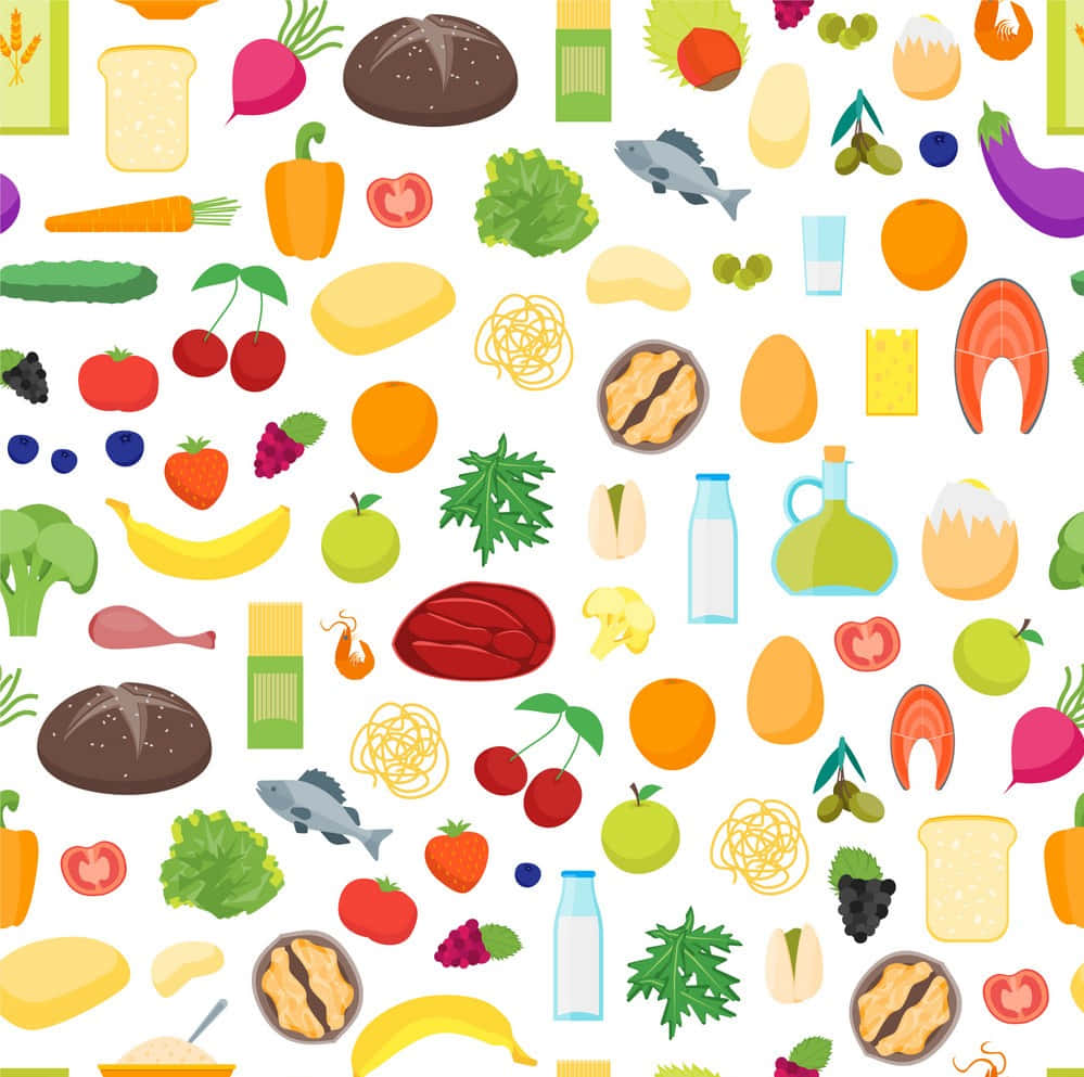 A Seamless Pattern Of Food And Vegetables