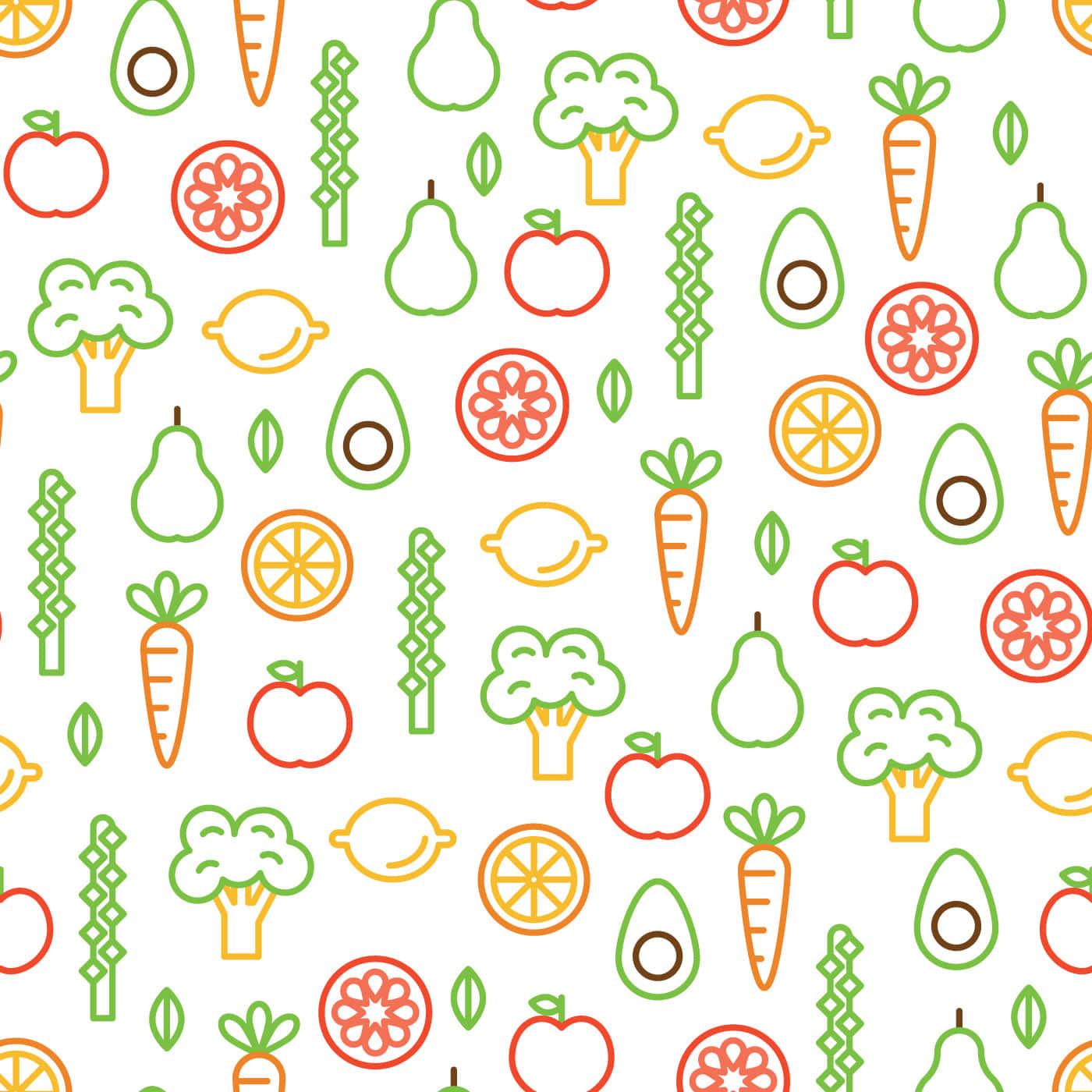 A Seamless Pattern Of Fruits And Vegetables