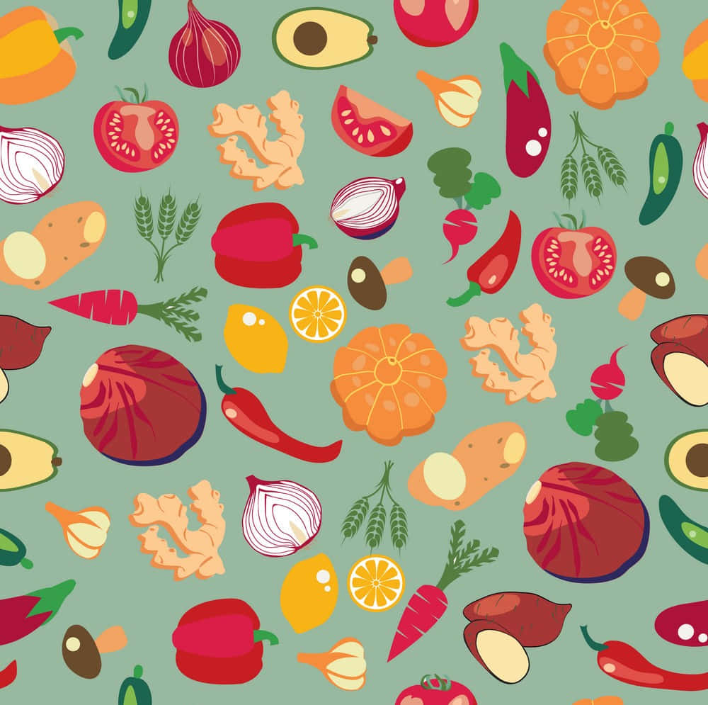 A Seamless Pattern Of Vegetables And Fruits