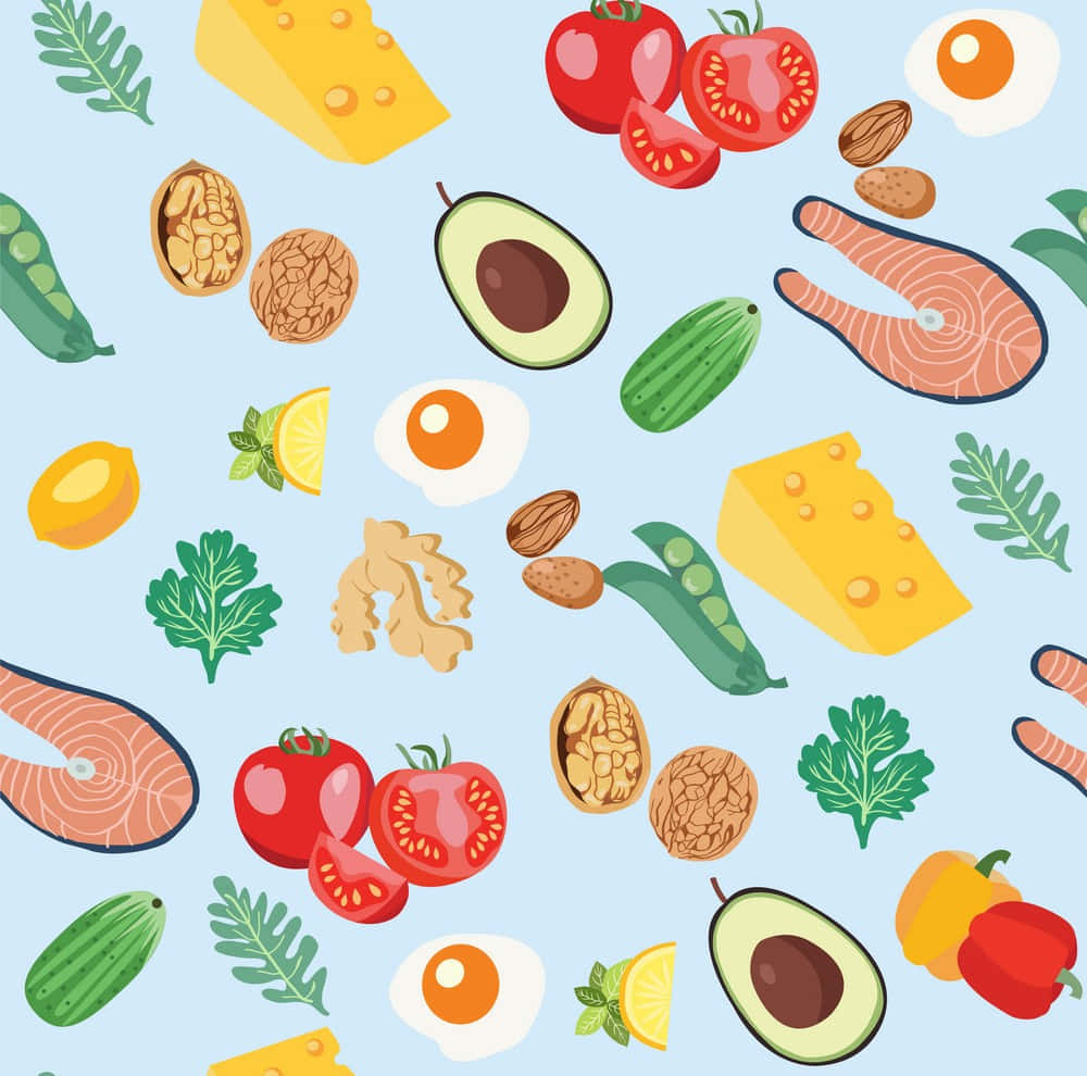 A Seamless Pattern With Different Foods On It