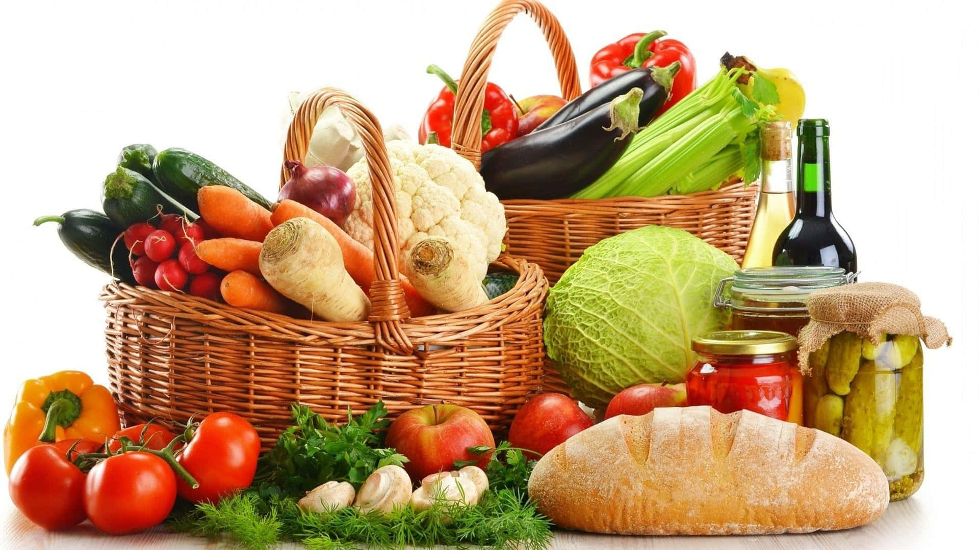 Healthy Food In Picnic Baskets Picture