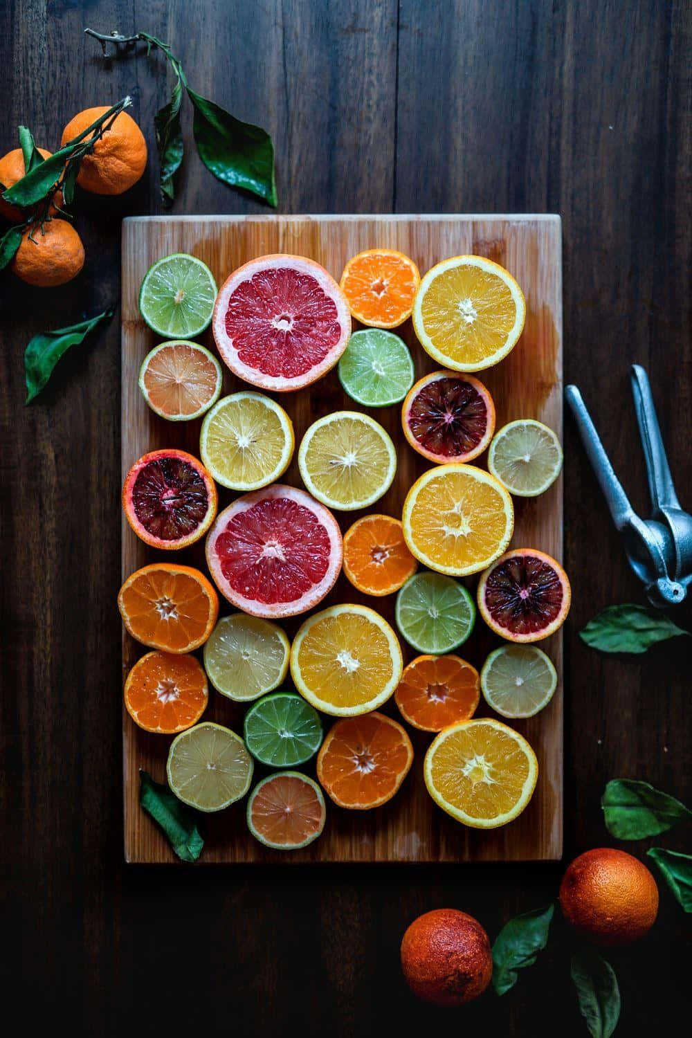 Healthy Food Citrus Fruit Slices On Wood Picture
