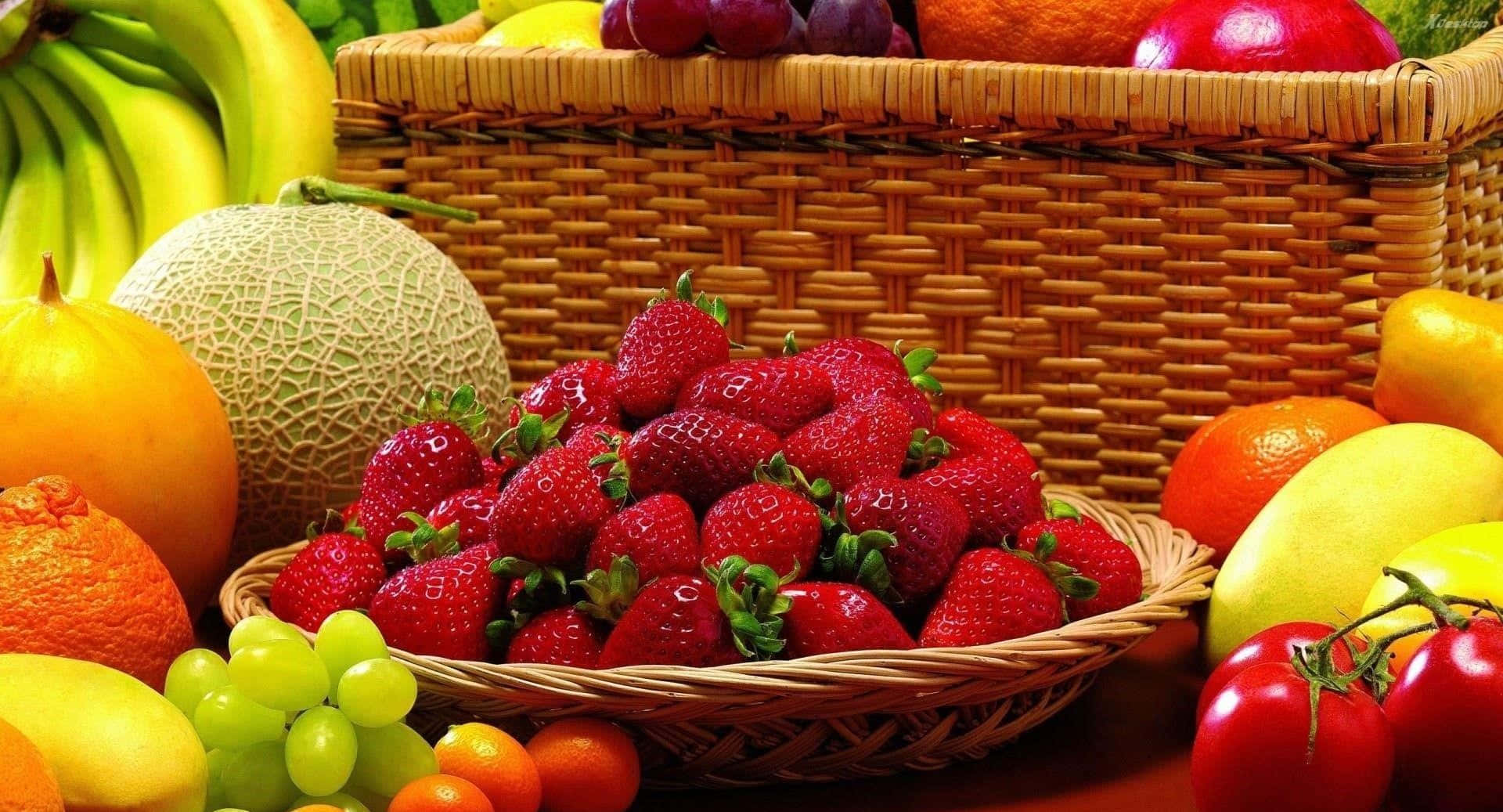 Imagende Alimentos Saludables Con Fresas Y Otras Frutas.