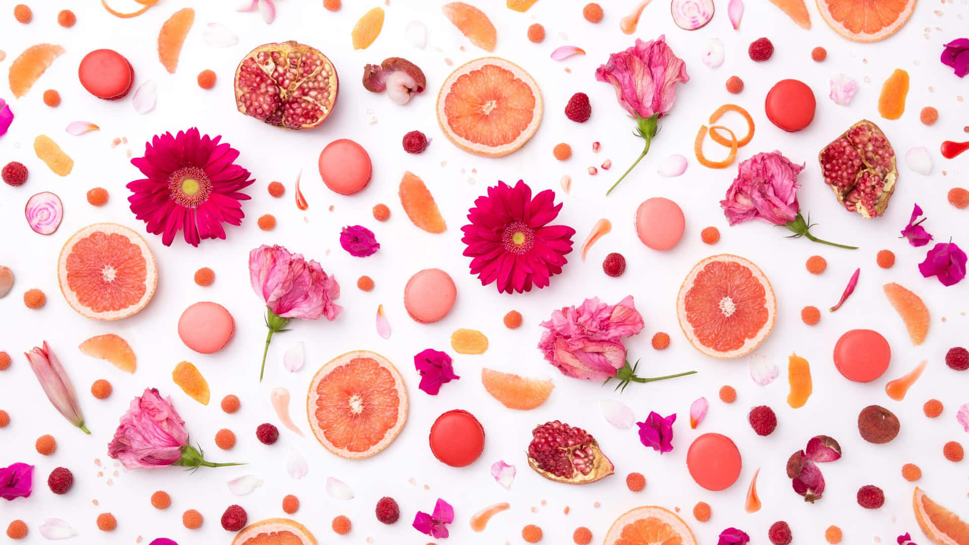 Imagende Alimentos Saludables Con Frutas Y Flores De Color Rosa