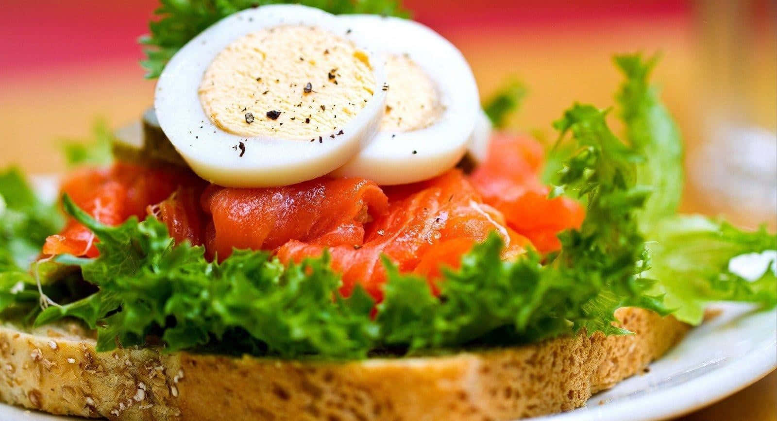 Healthy Food Salmon And Egg Sandwich Picture