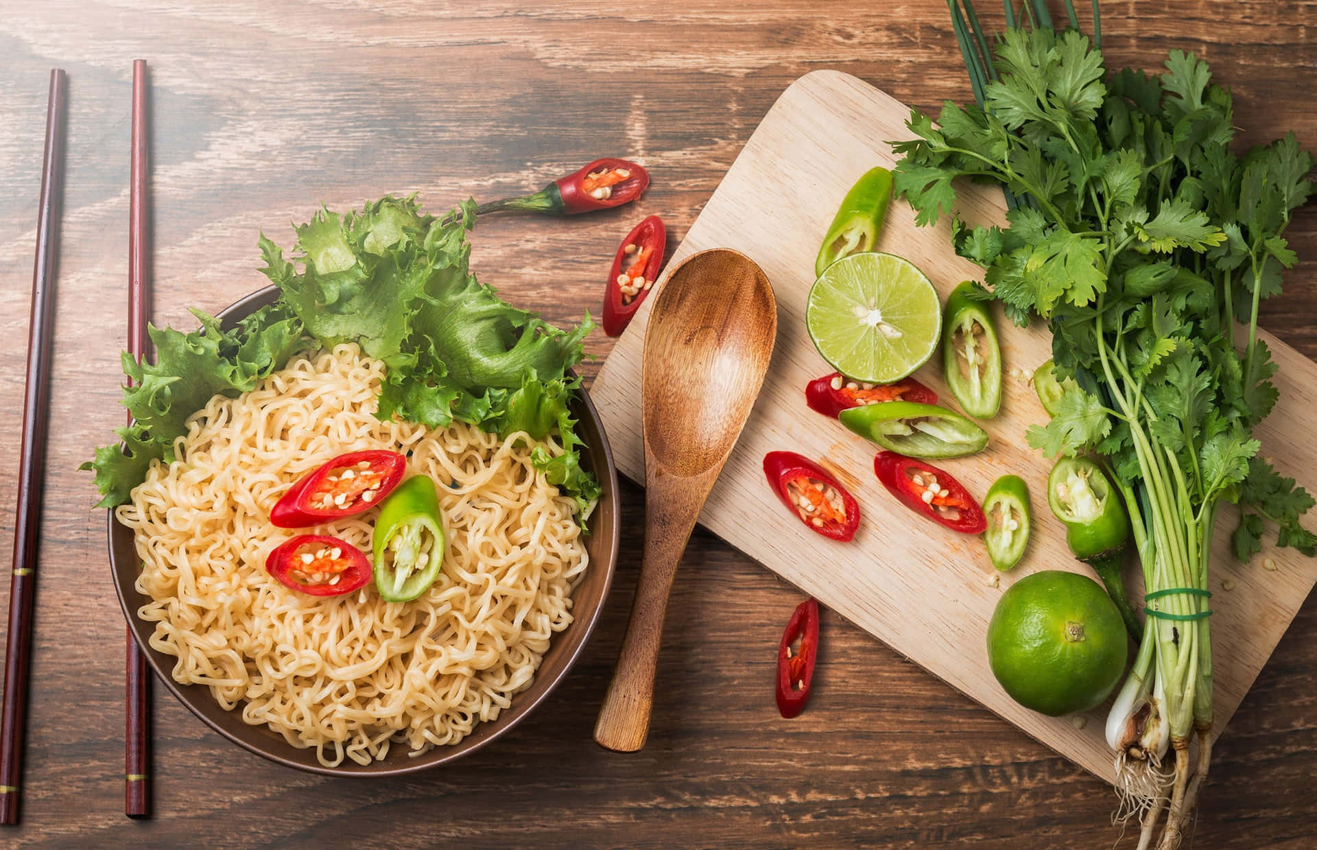 Healthy Kitchen Food Noodles Ingredients Wallpaper