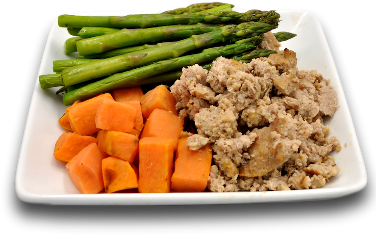 Healthy Meal Plate Asparagus Carrots Ground Turkey PNG