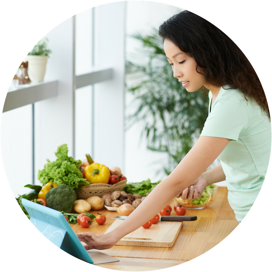 Healthy Meal Preparation Woman Cutting Vegetables PNG