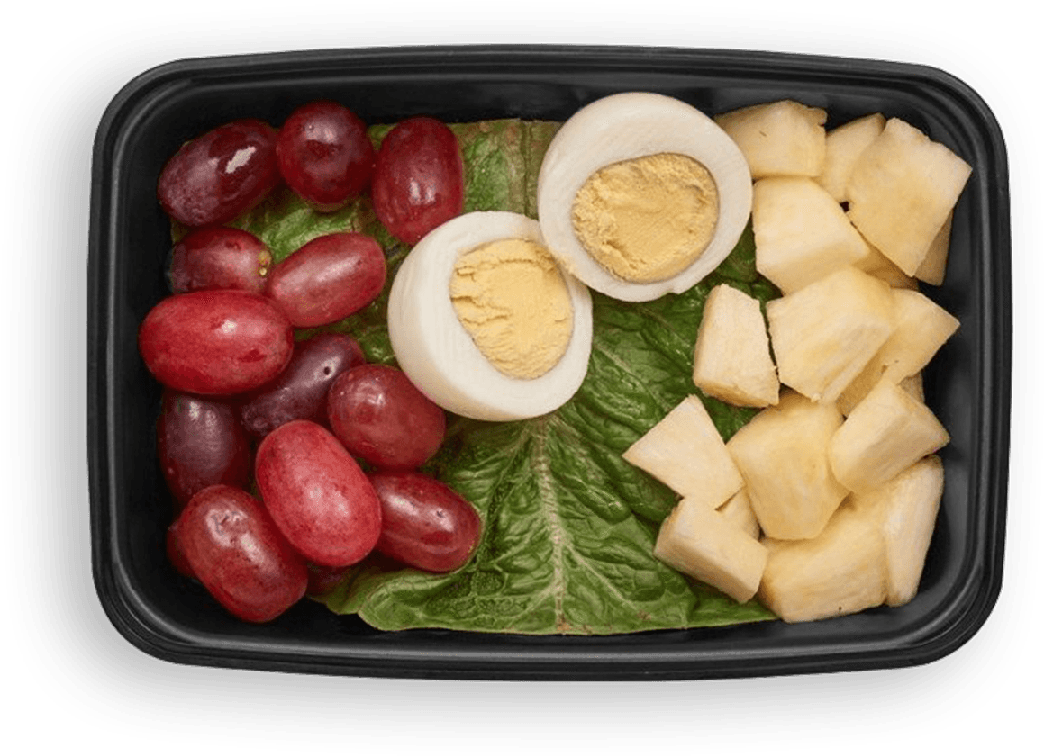 Healthy Snack Platter Boiled Egg Grapes Pineapple PNG