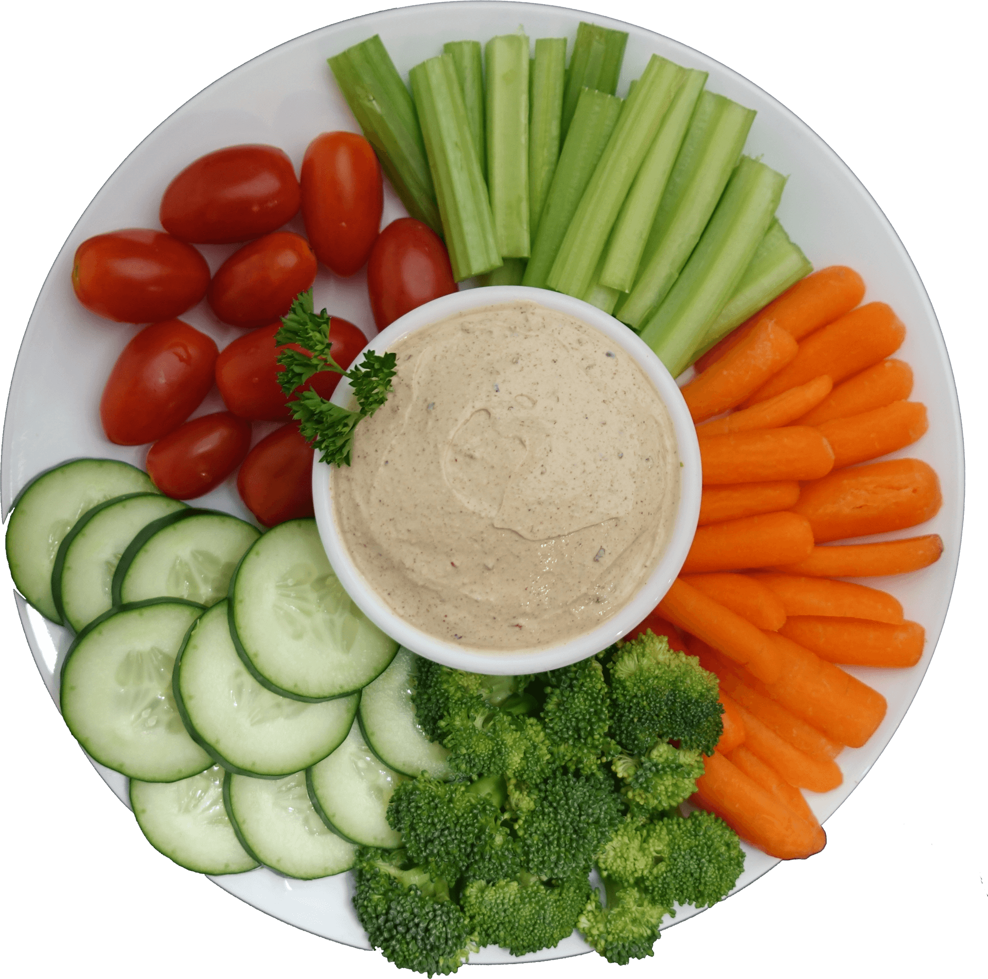 Healthy Vegetable Platterwith Hummus Dip PNG