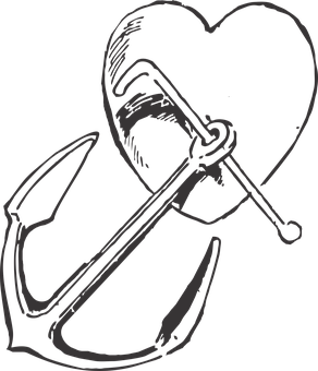 Heart Anchored Love Graphic PNG