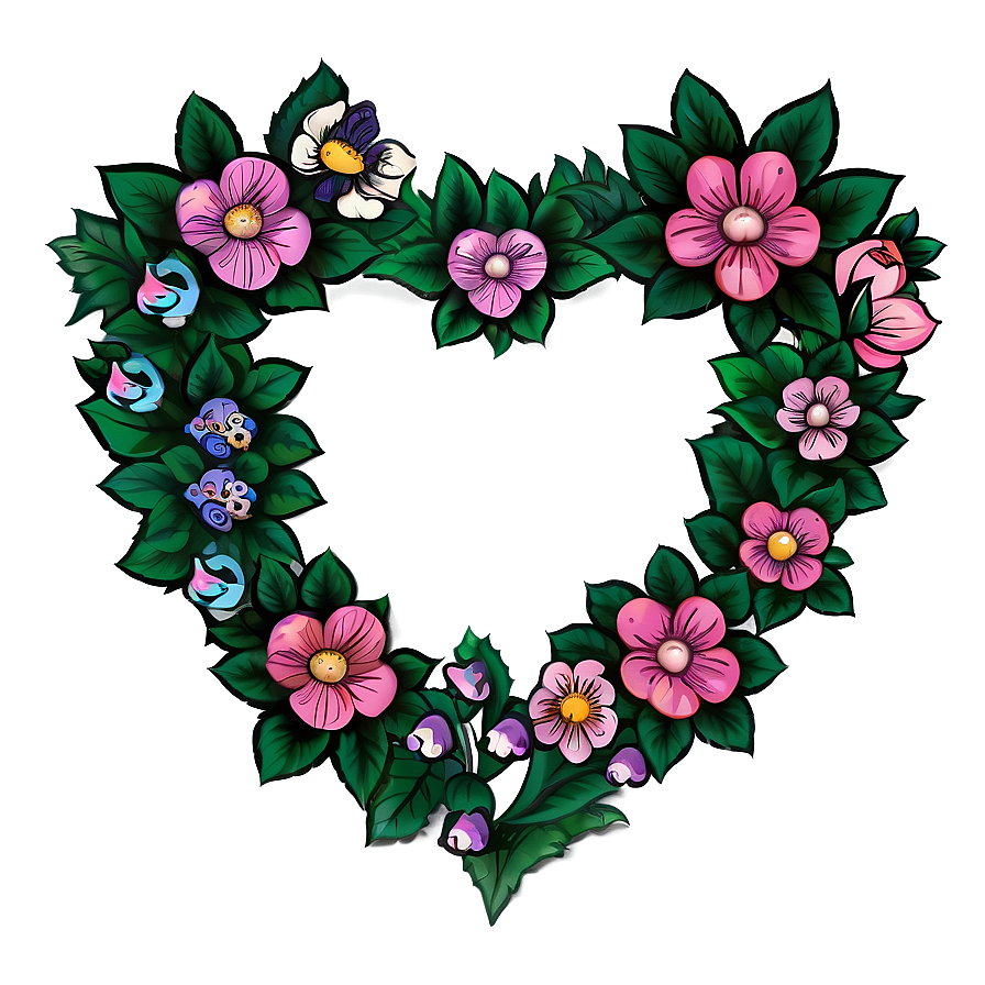 Heart And Flowers Illustration Png 39 PNG