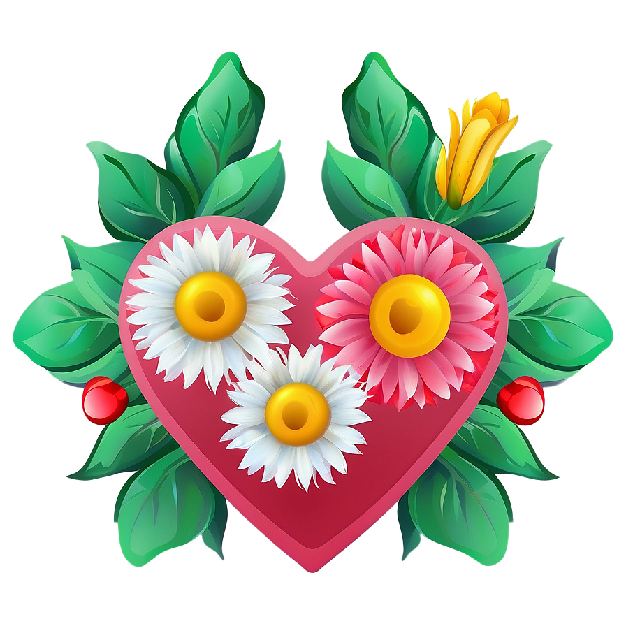 Heart And Flowers Illustration Png 53 PNG