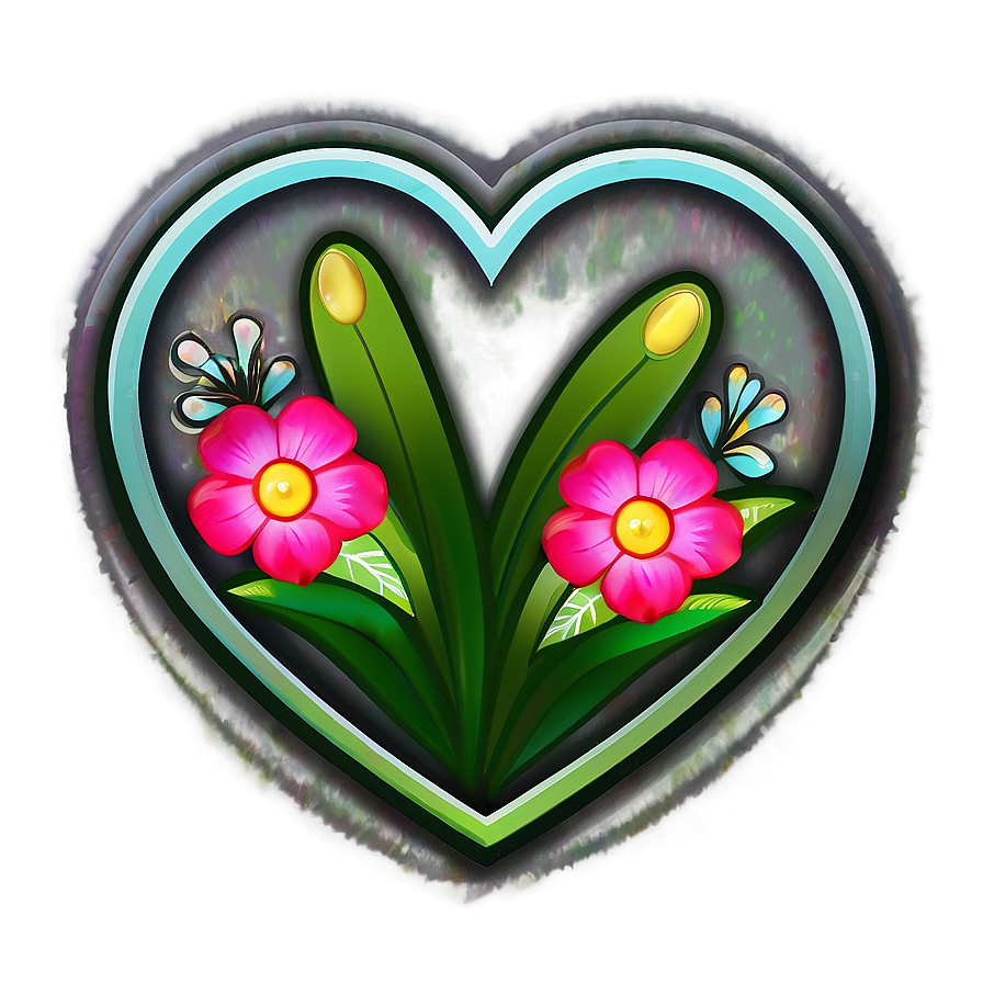 Heart And Flowers Illustration Png Bsc PNG