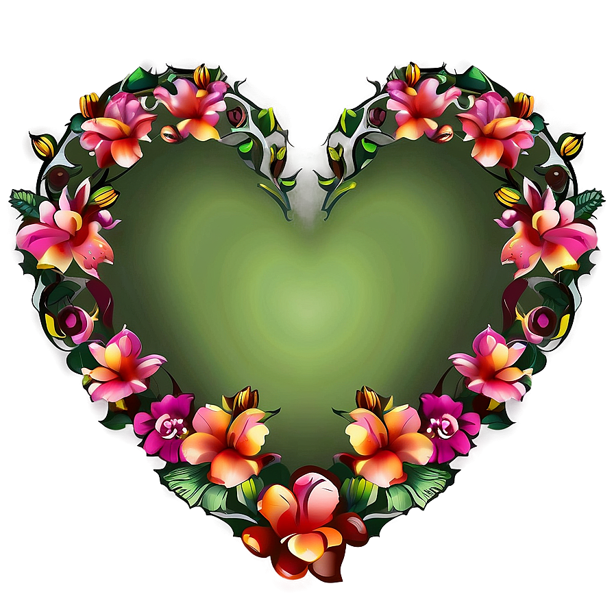 Heart And Flowers Illustration Png Knp PNG