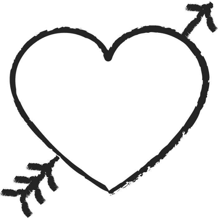Heart Arrow Doodle PNG