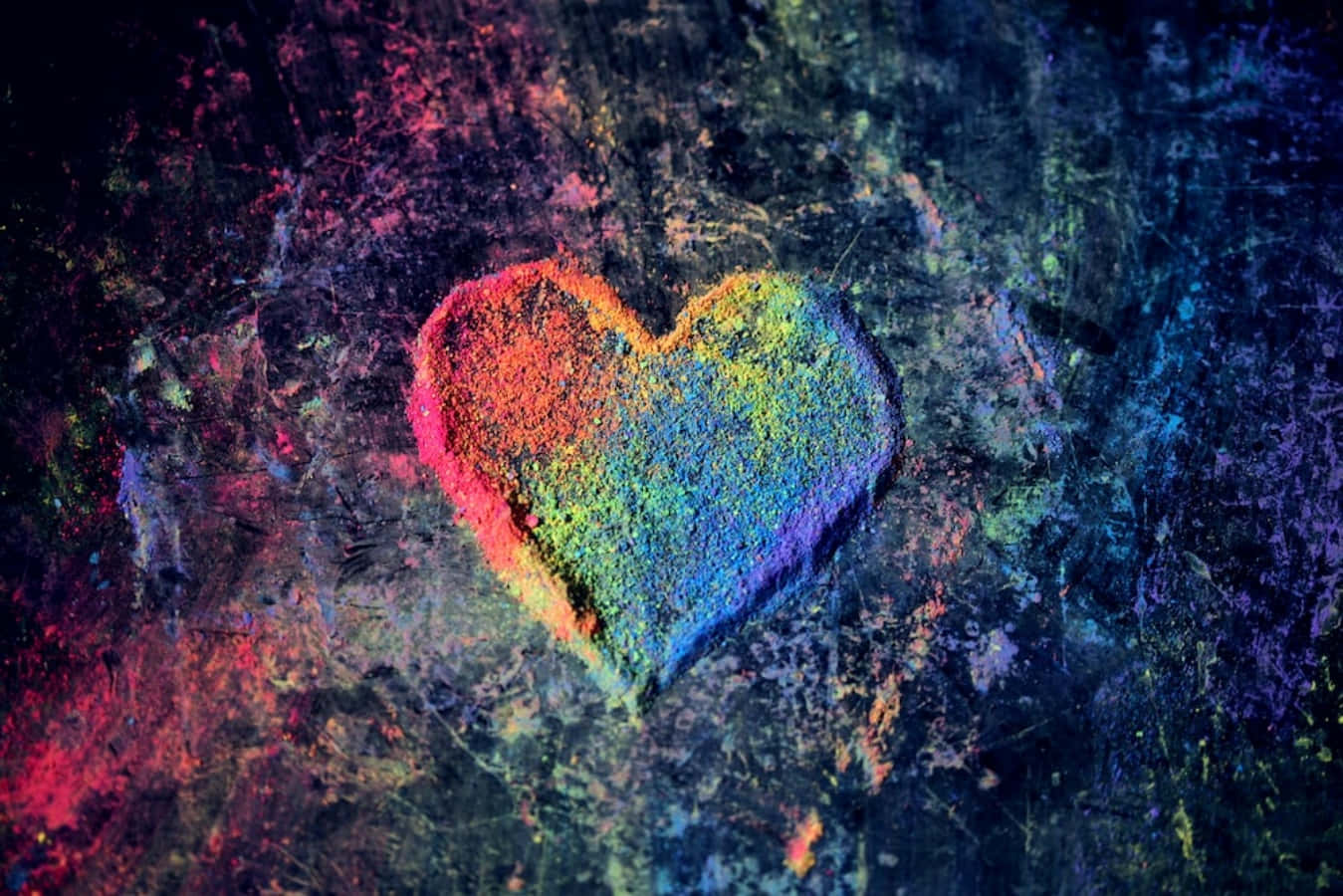 Heart Art: Colorful Paint Splatters Forming a Heart Shape Wallpaper