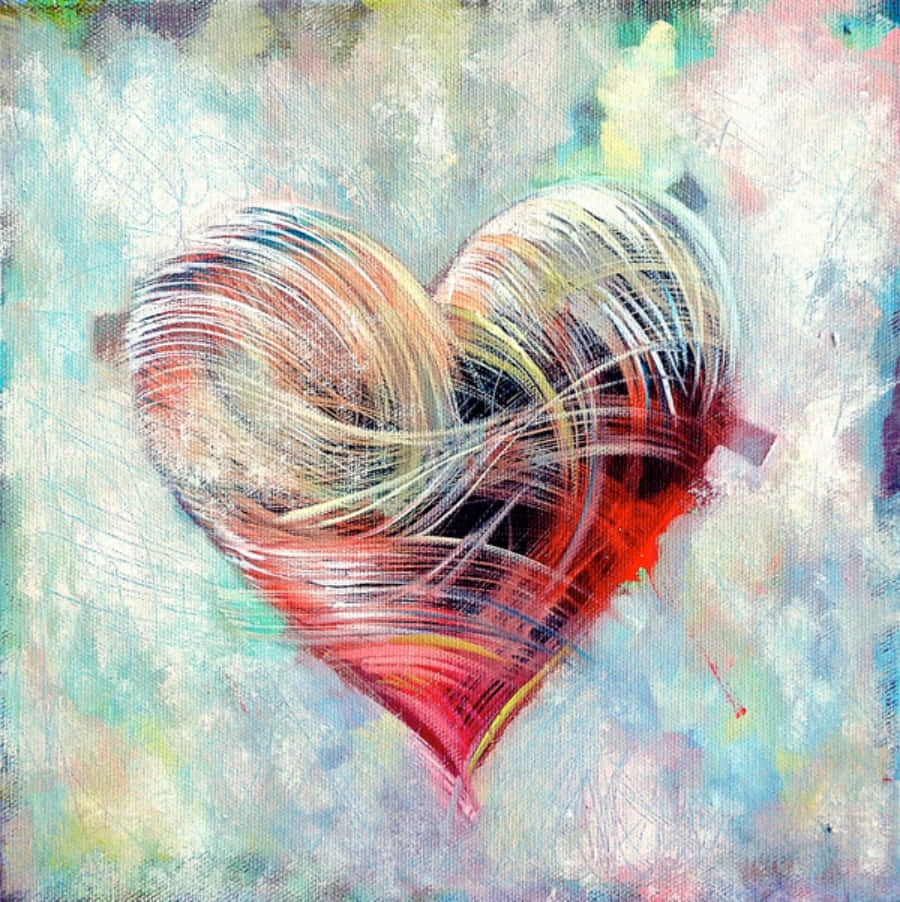 Creative Heart Art on Colorful Background Wallpaper