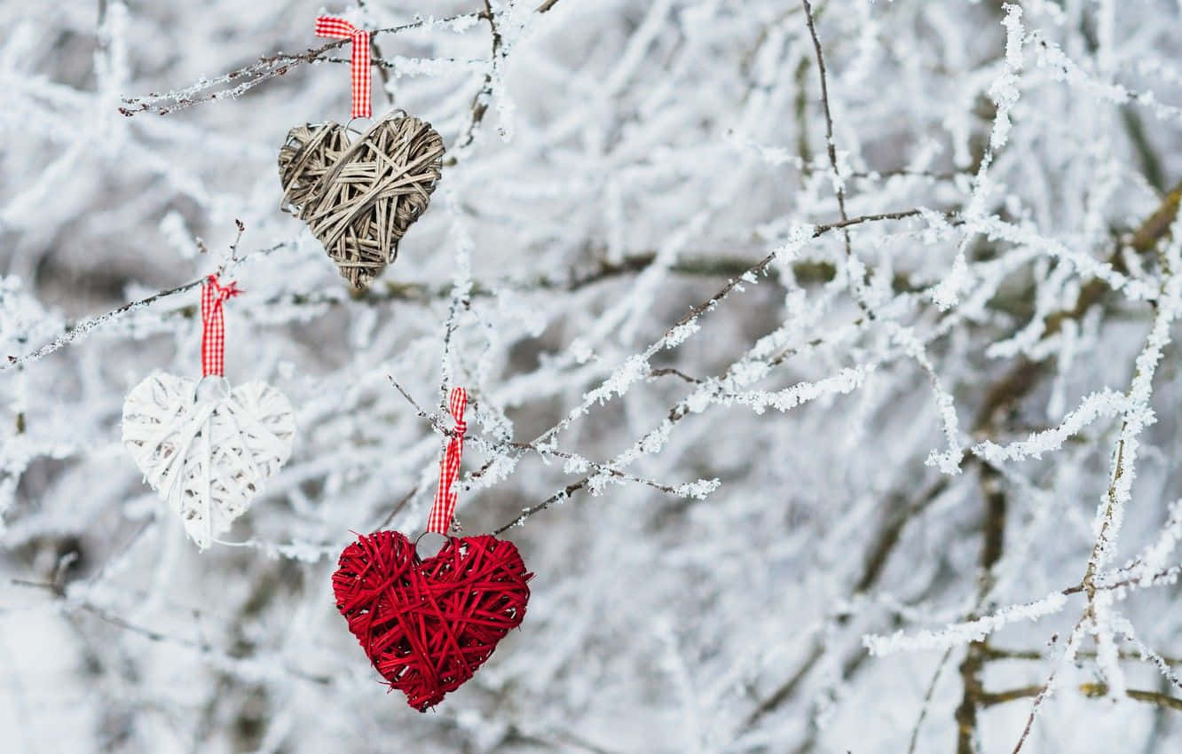 Hanging Red Hearts Background