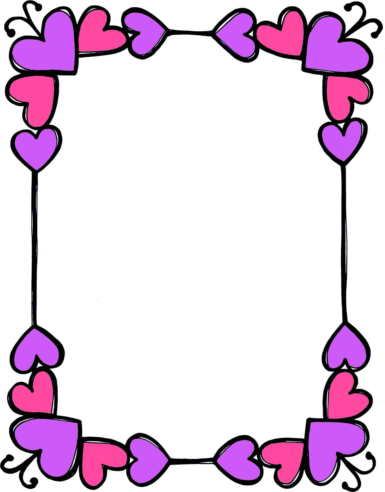 Heart Bordered Stationery Template PNG