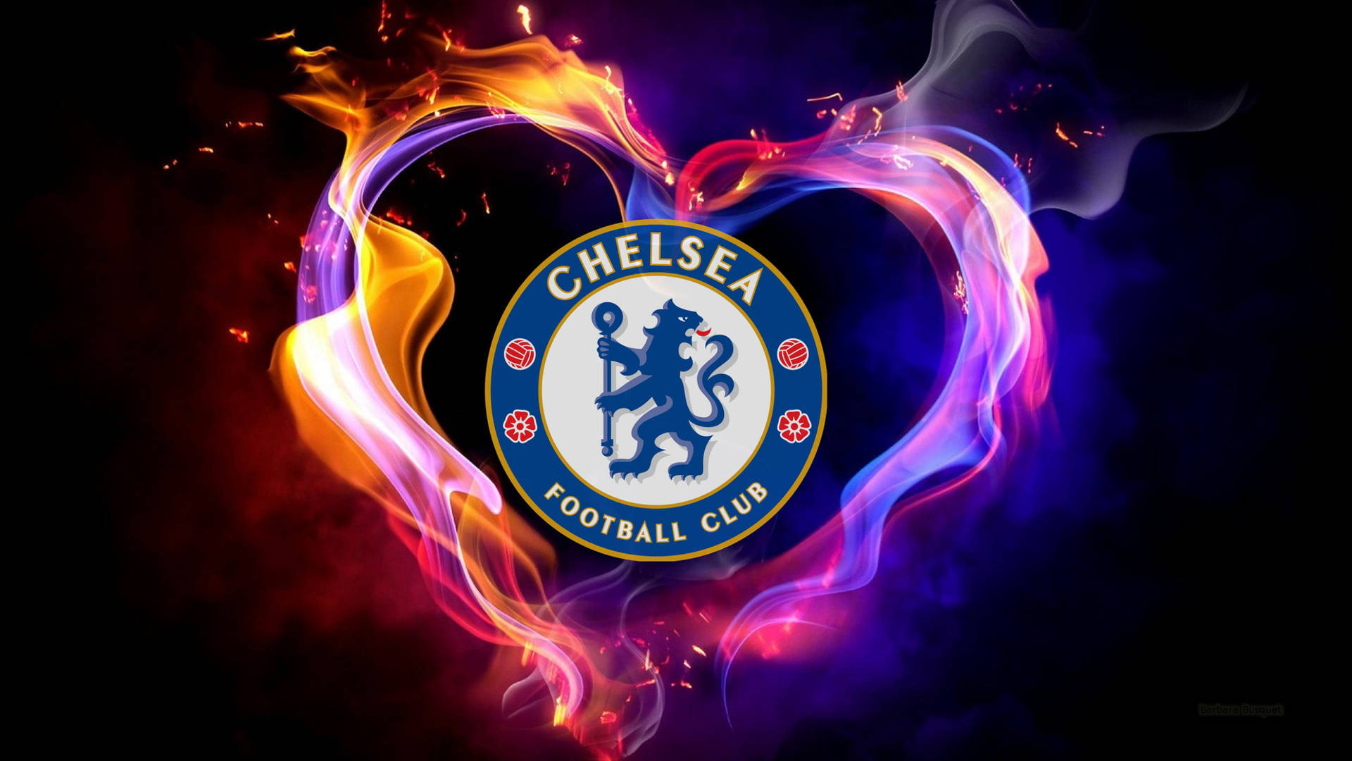 Papelde Parede Digital Com O Logo Do Chelsea Em Forma De Coração. Papel de Parede