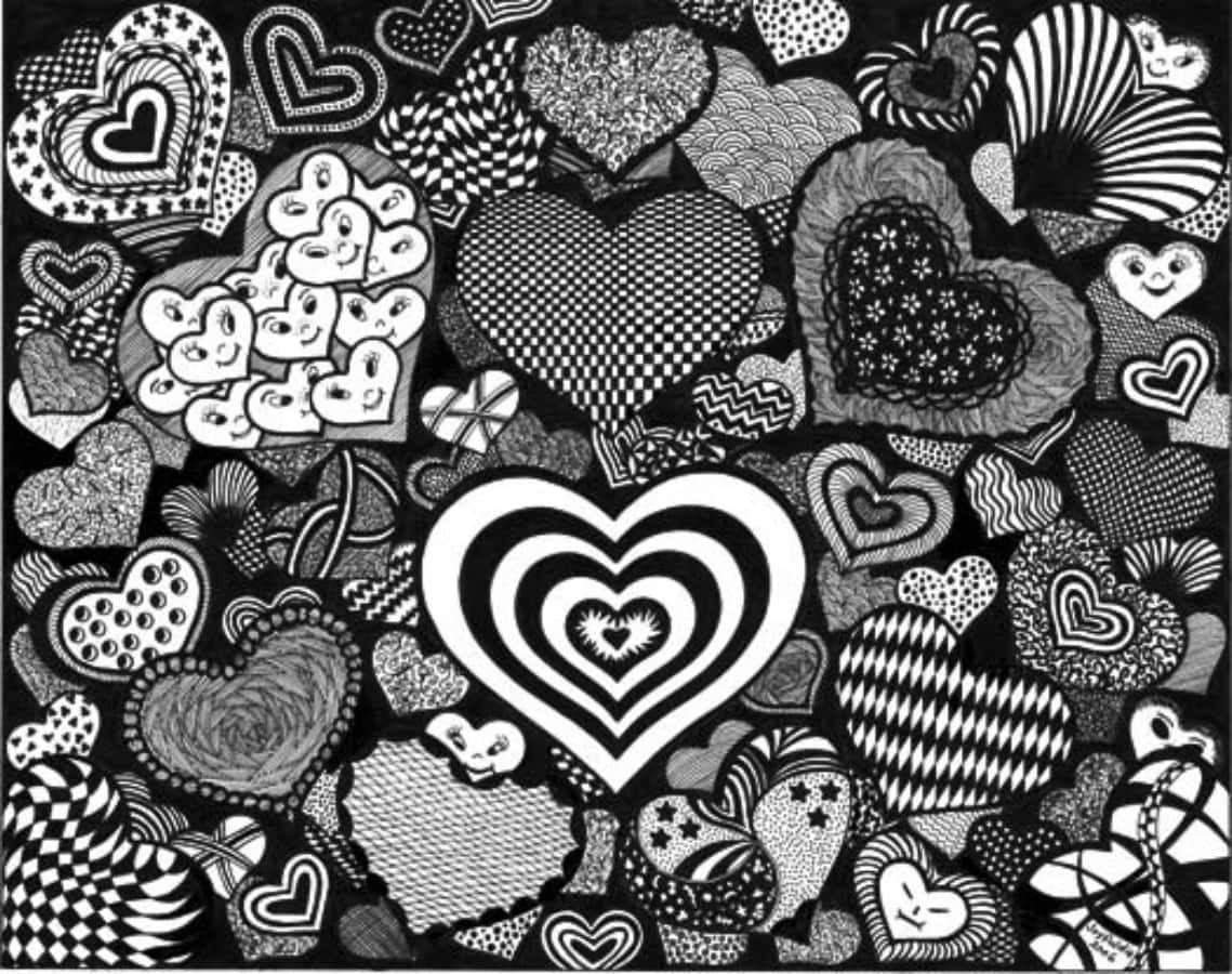 Aesthetic Hand-drawn Heart Doodle Wallpaper Wallpaper
