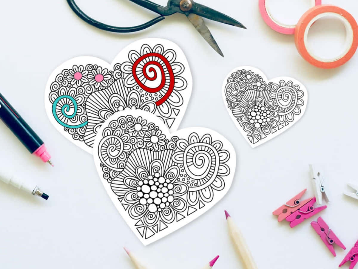 A Whimsical Hand-drawn Heart Doodle Wallpaper