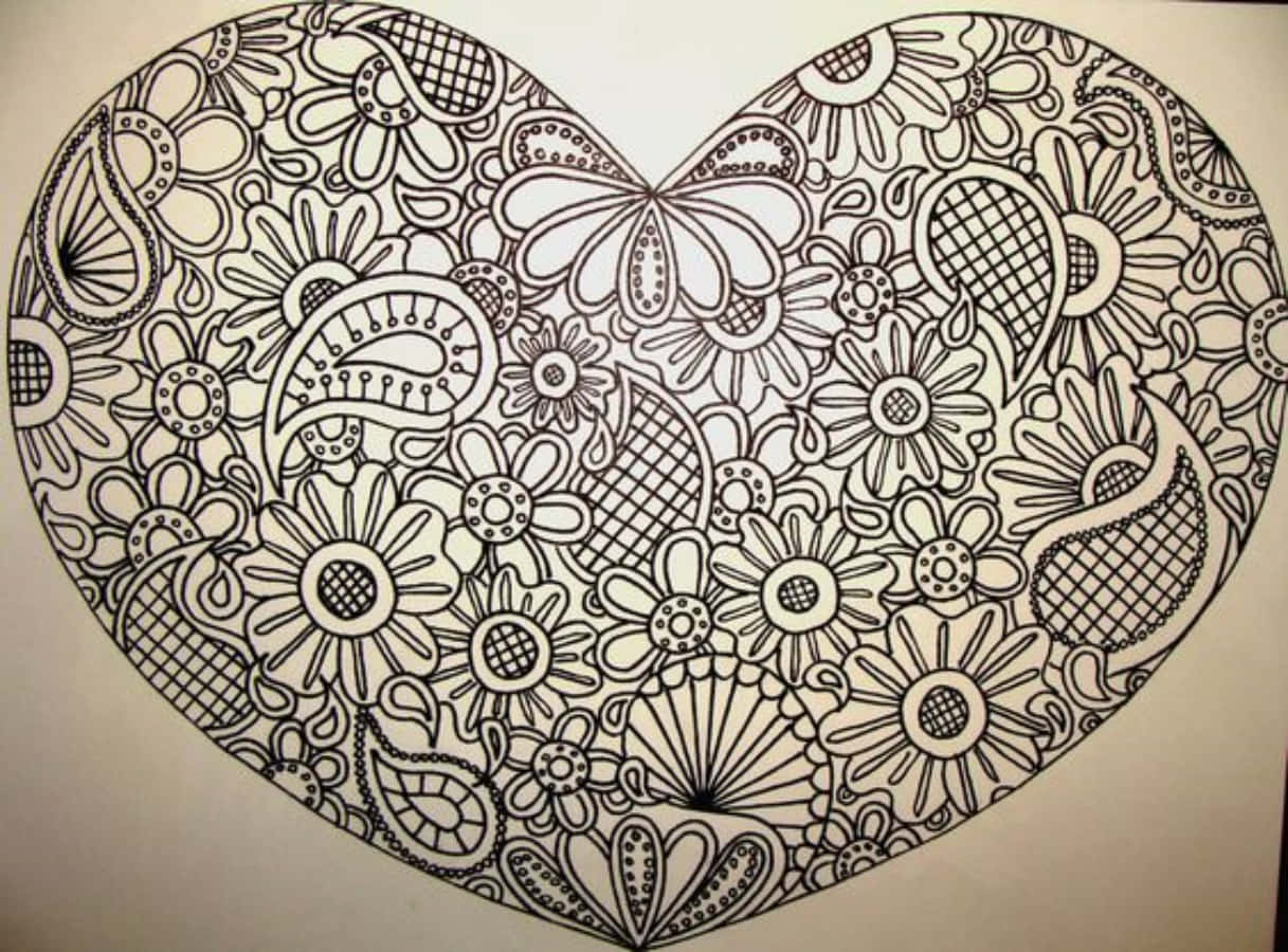 Charming Heart Doodle Artwork Wallpaper