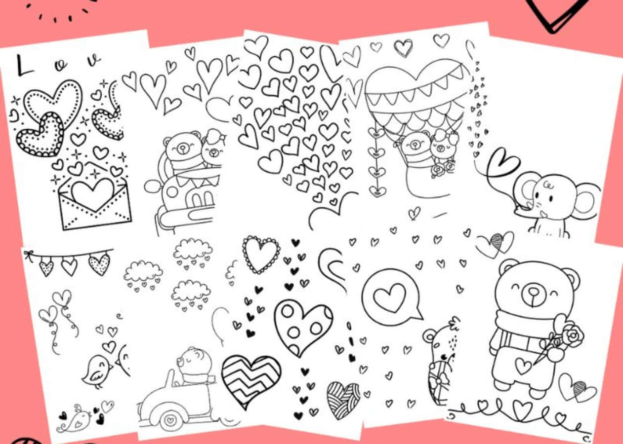 Caption: Hand-drawn Heart Doodle on Paper Wallpaper