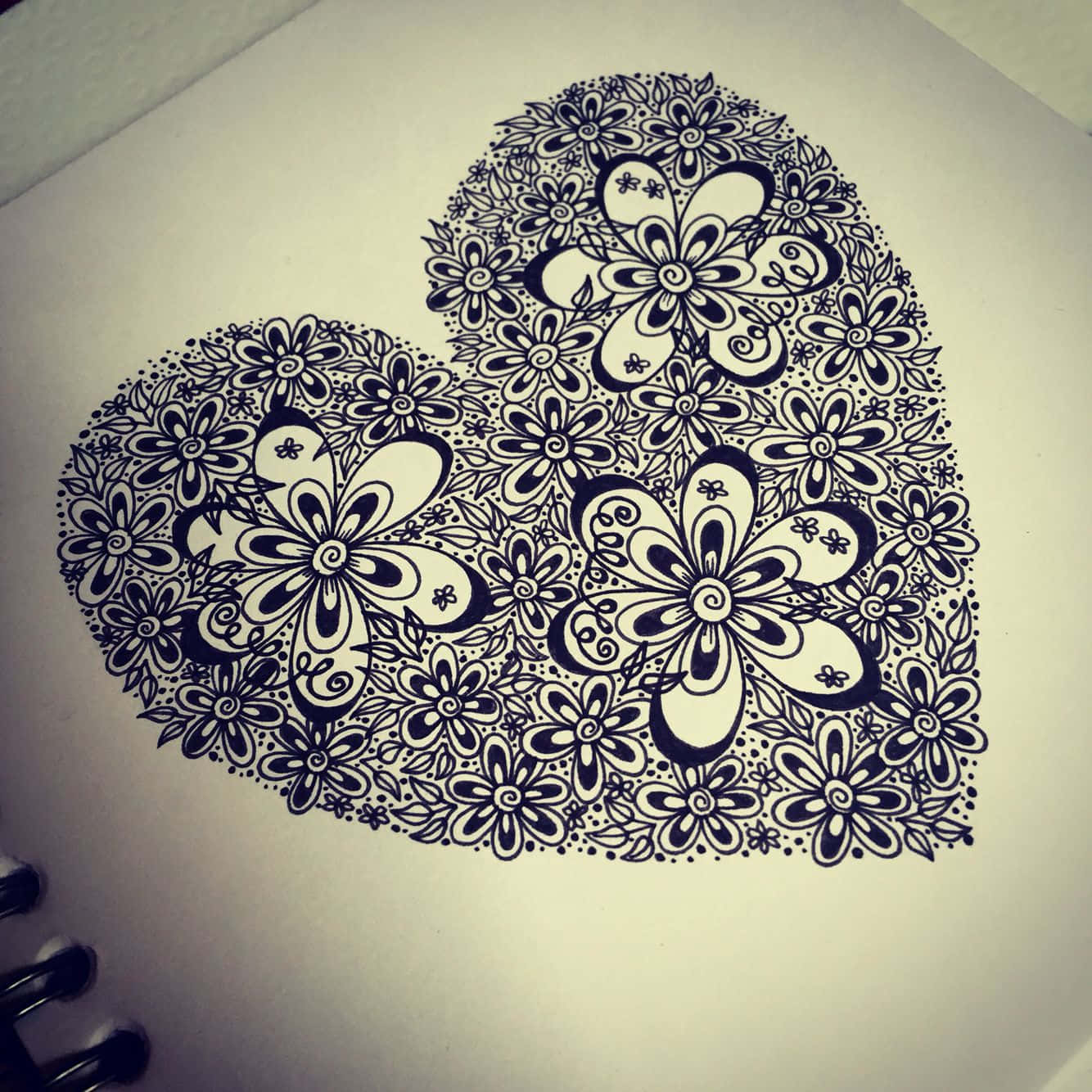 Expressive Heart Doodle on a Crumpled Page Wallpaper