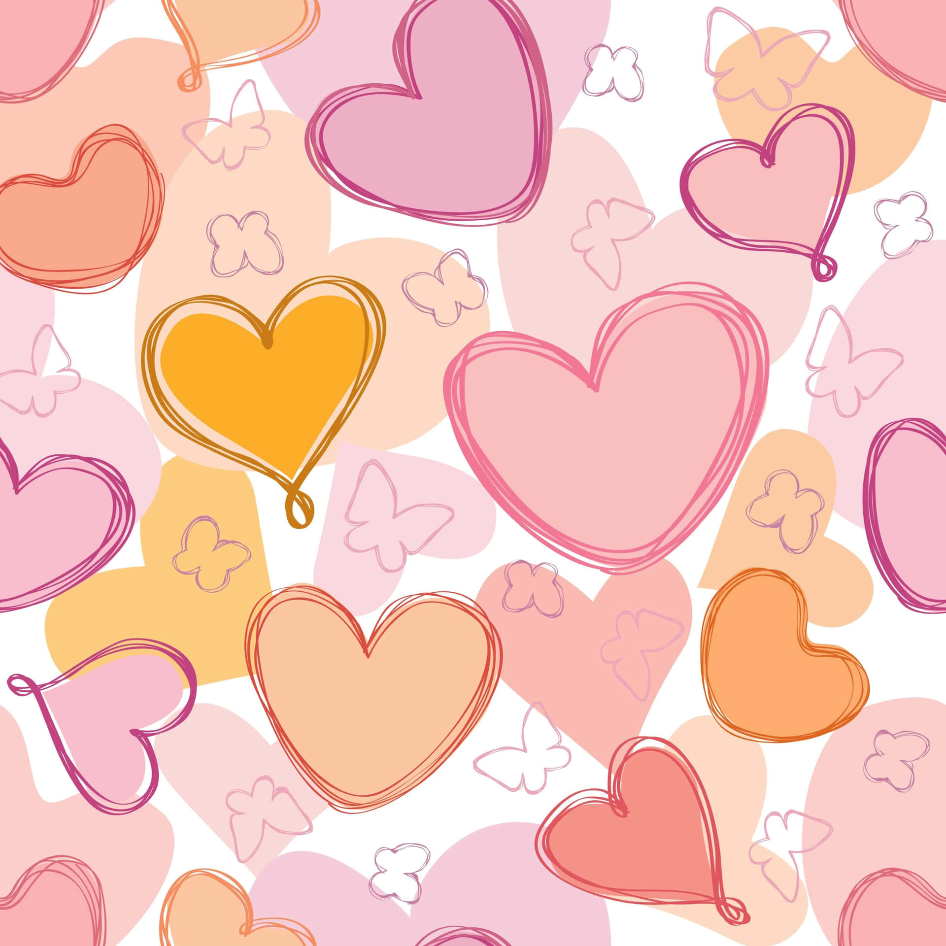 Artistic Heart Doodle on a White Background Wallpaper