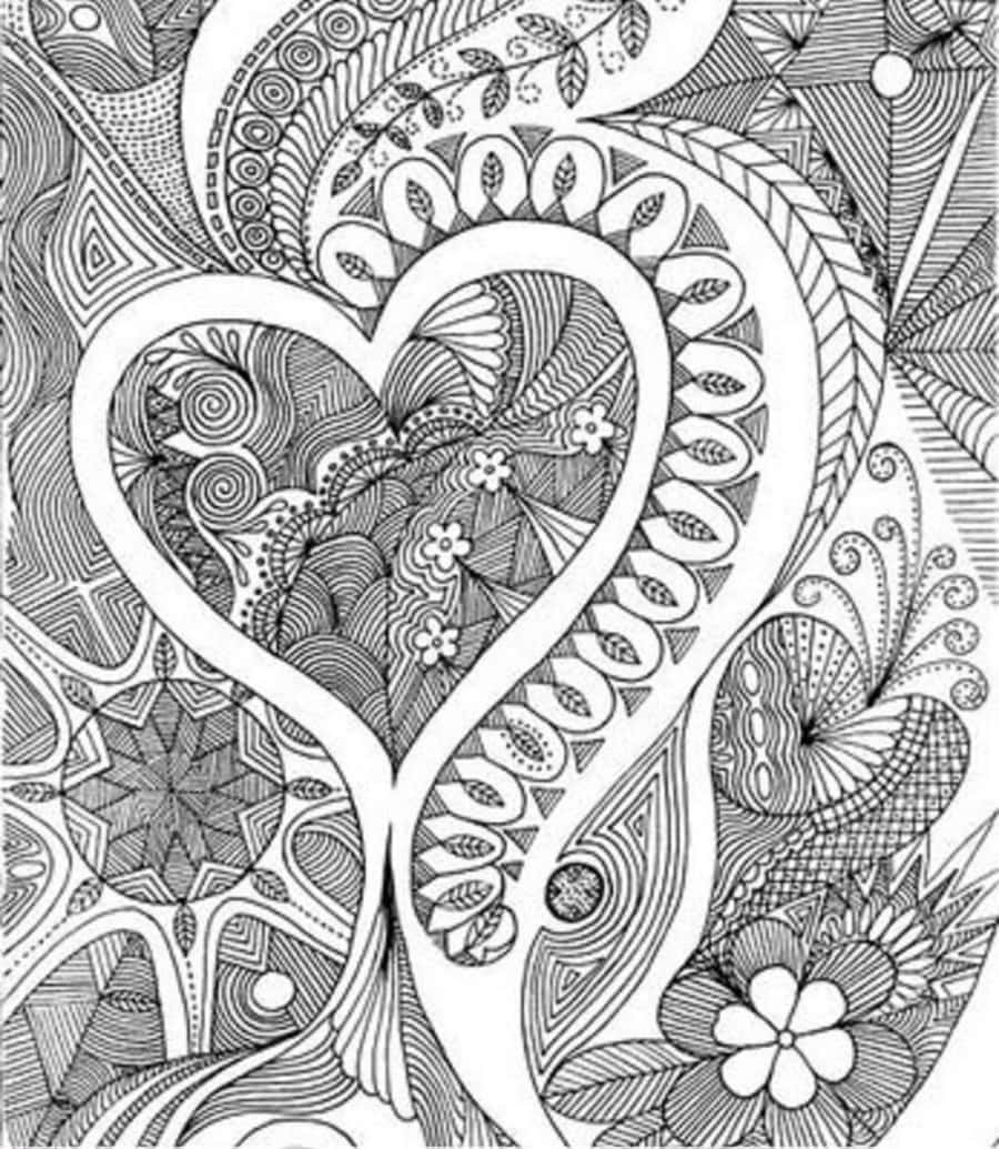 Caption: Captivating Heart Doodle Art Wallpaper