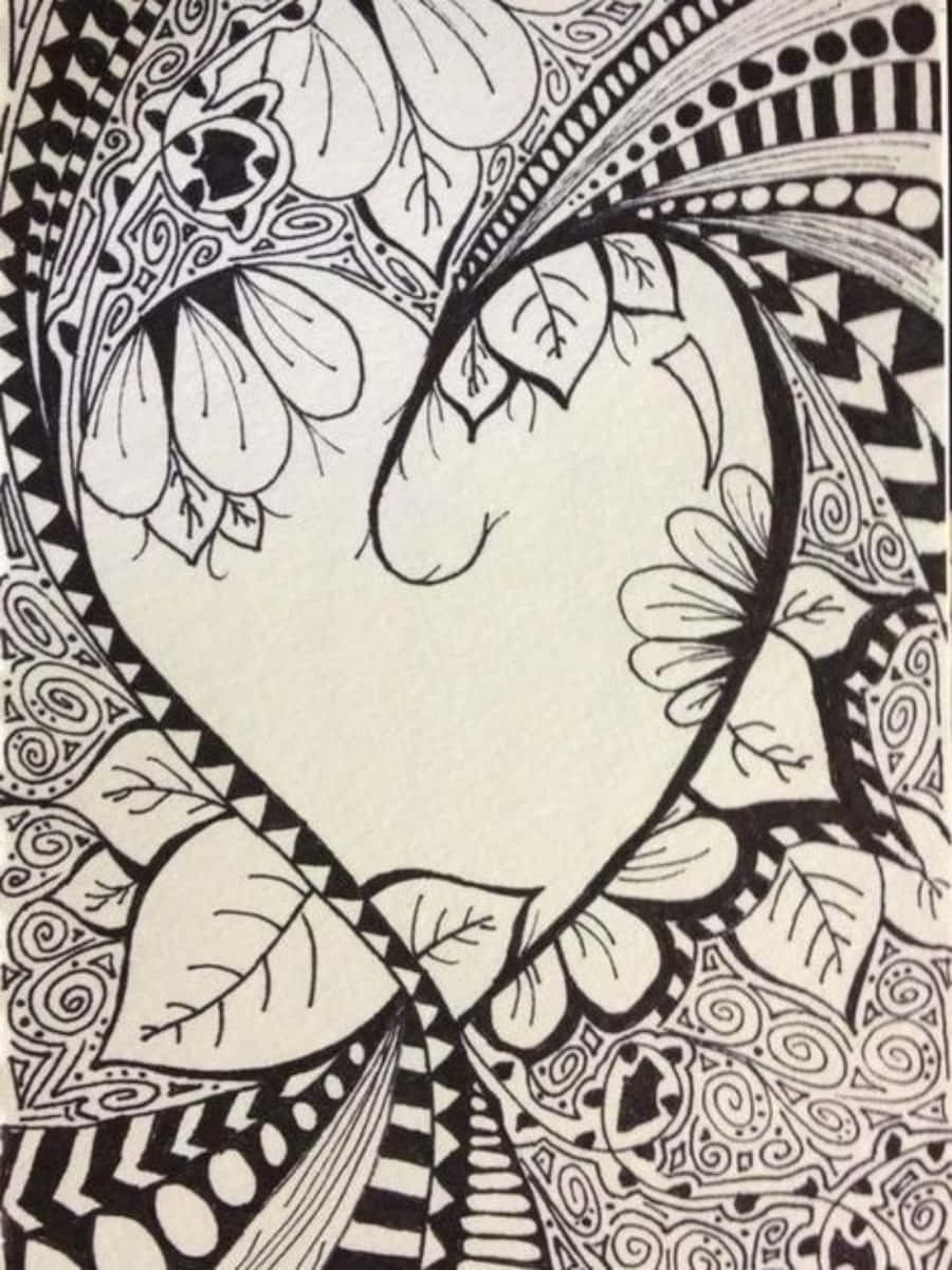 A Beautiful Hand-drawn Heart Doodle on a Lovely Background Wallpaper