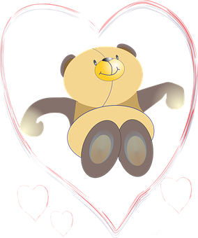 Heart Encased Cartoon Bear PNG