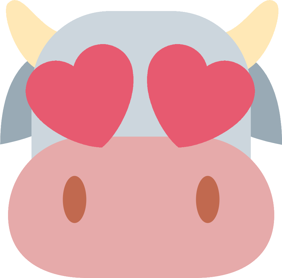 Heart Eyes Cow Emoji PNG