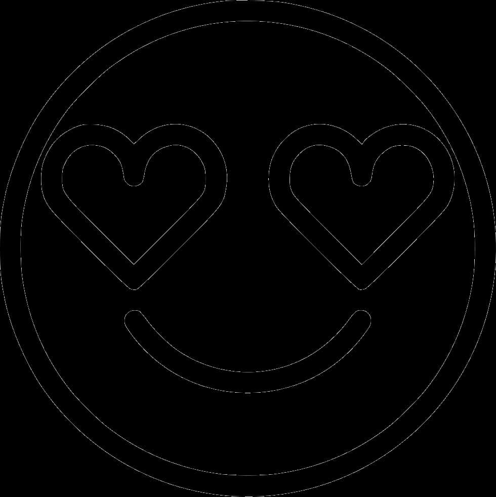 Heart Eyes Emoji Outline PNG