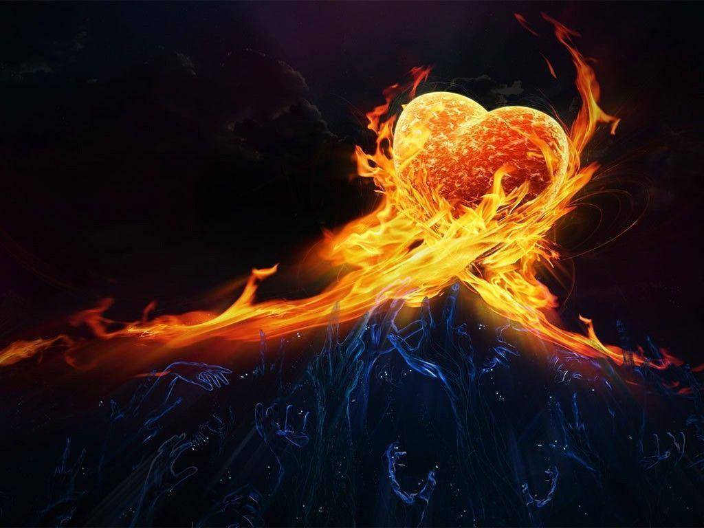 Heart Fire Background Wallpaper
