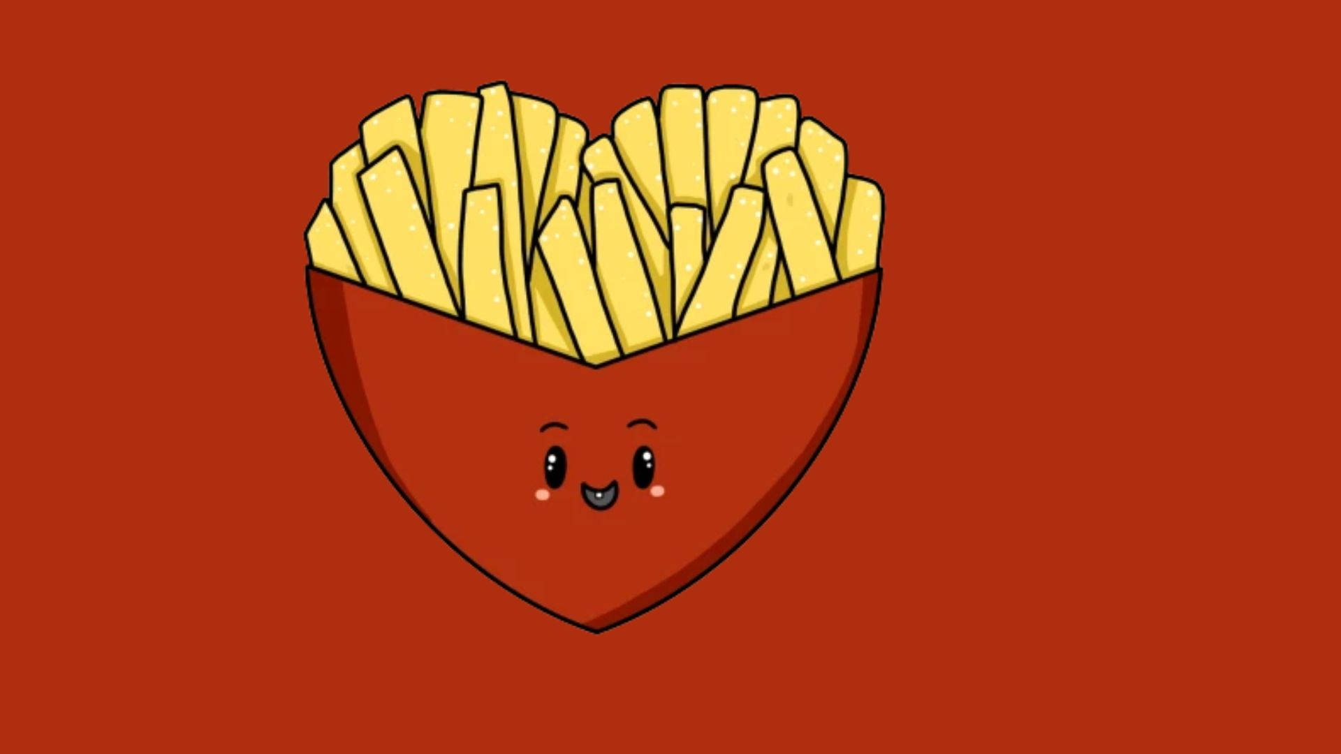 Heart French Fries Art Wallpaper