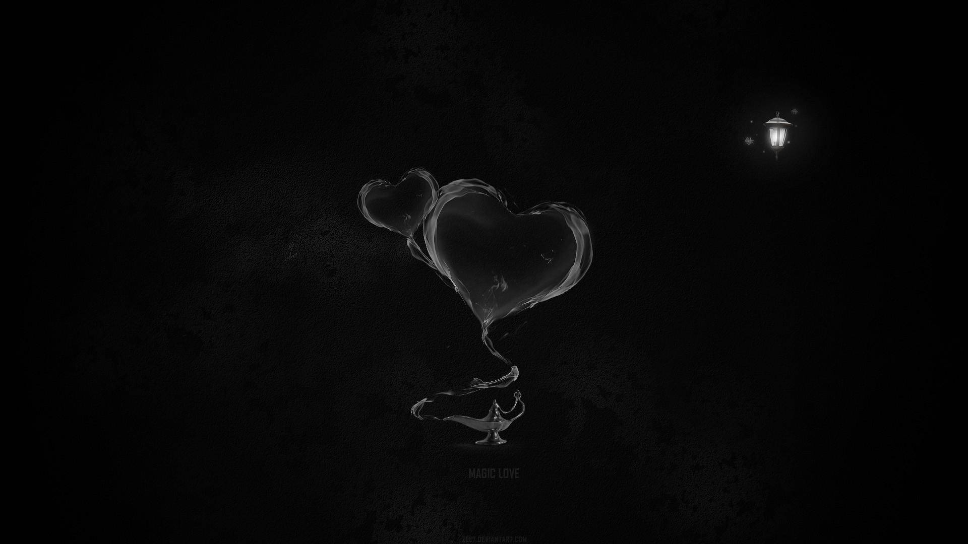 Heart Genie Black Lover Desktop Backdrop Wallpaper