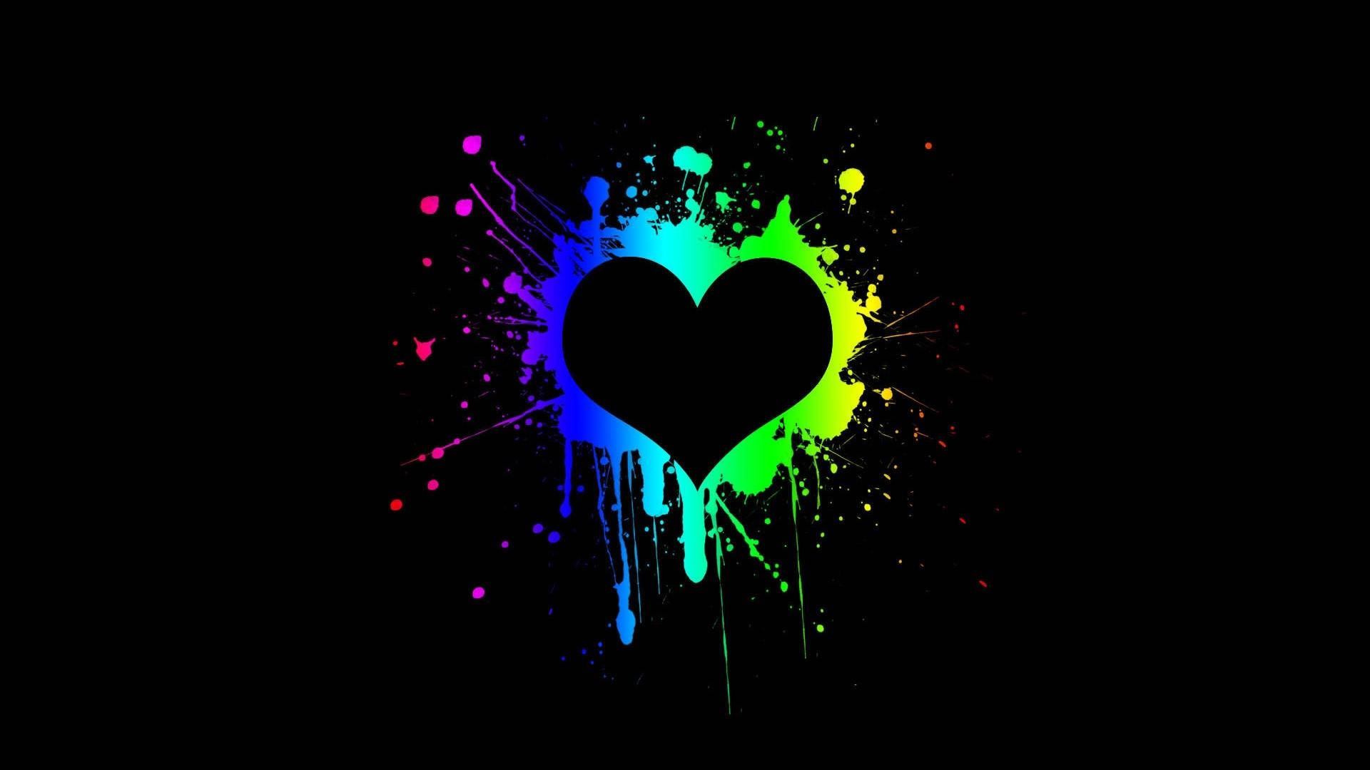 Heart In Paint Abstract Black Lover Wallpaper