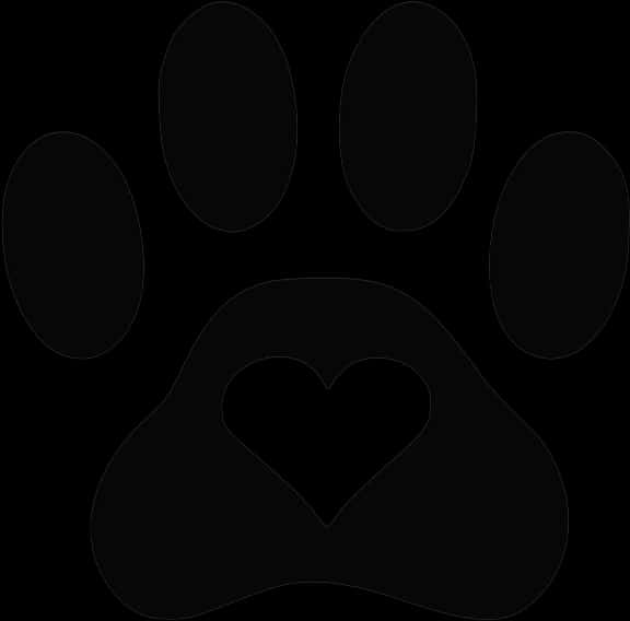 Heart In Paw Icon Black PNG