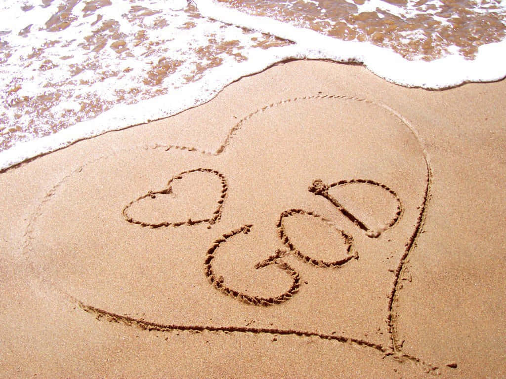 Heart In Sand Love God Wallpaper