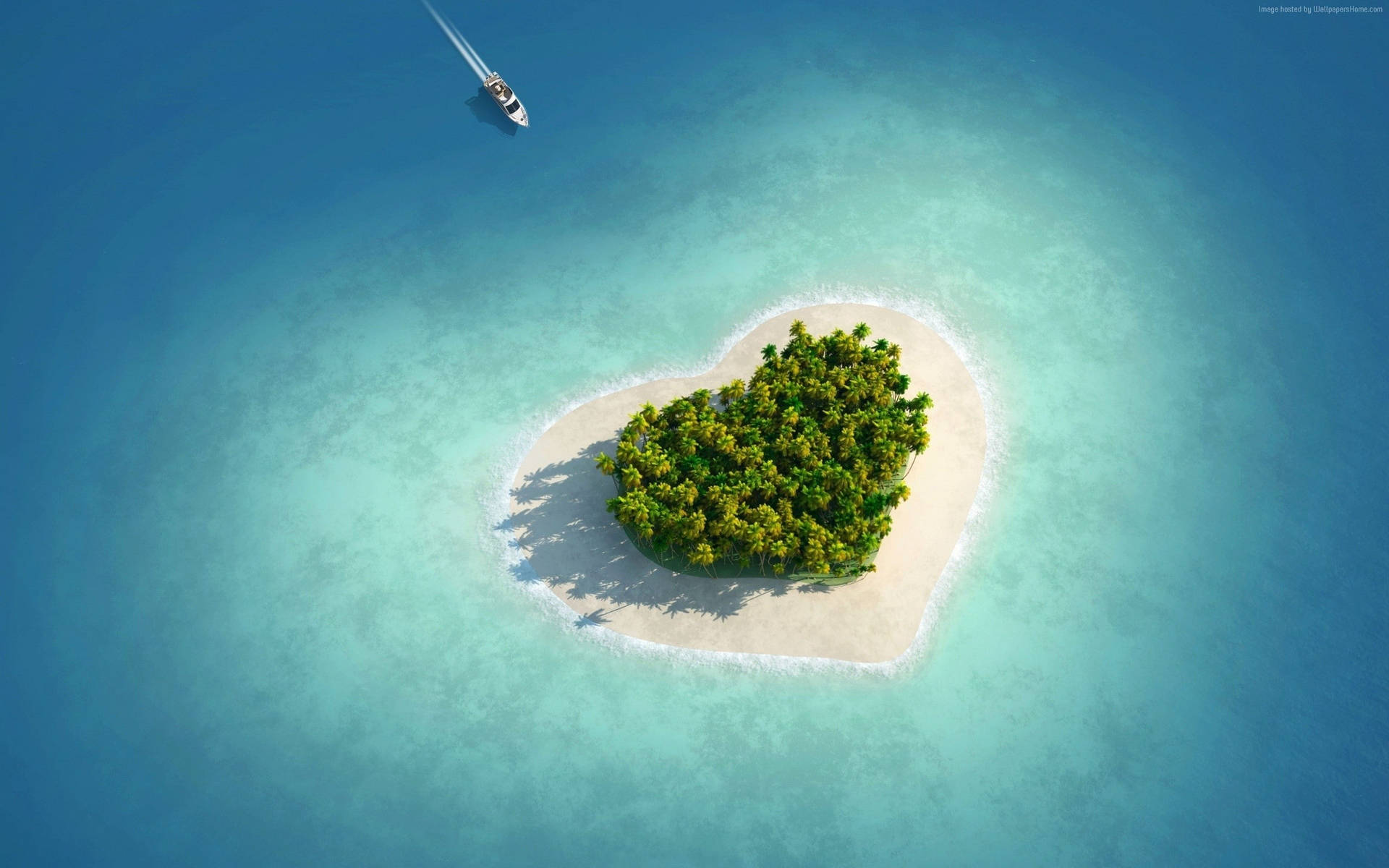 Heart Island Love Full Hd Wallpaper