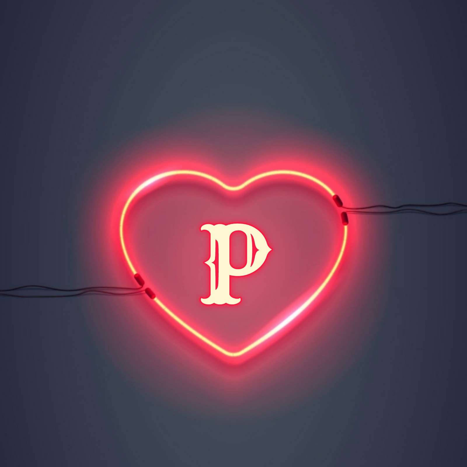 Download Heart Led Letter P Name Wallpaper 