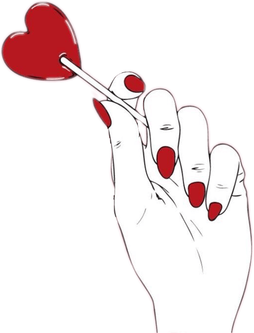 Heart Lollipop Hand Illustration PNG