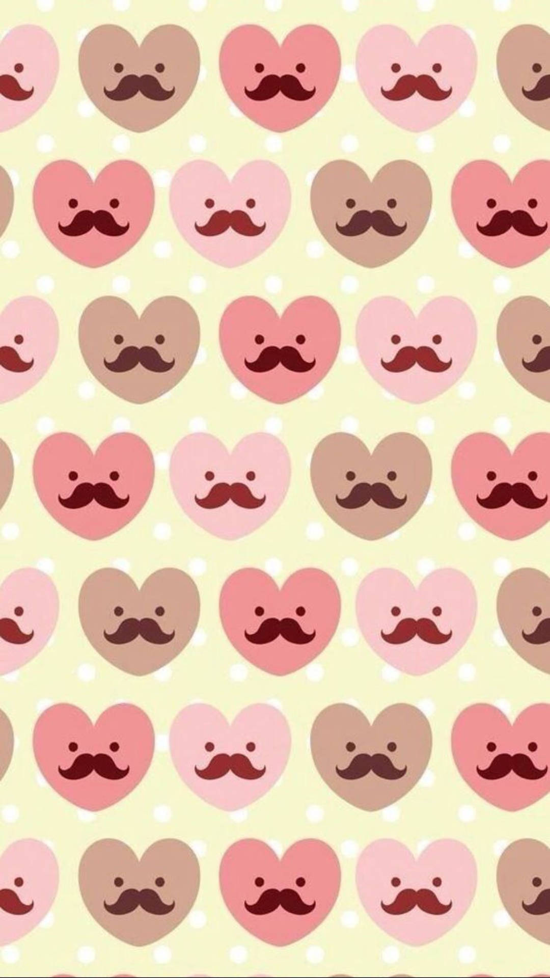 Download Heart Mustache Tan And Pink Iphone Wallpaper 